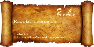 Radits Leonarda névjegykártya